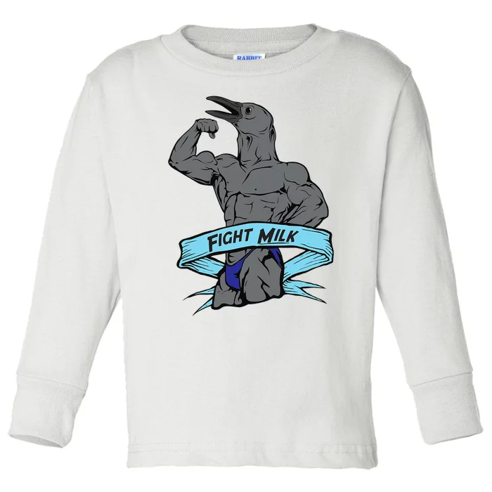 Fight Milk Funny Bird Crow Funny Animal Toddler Long Sleeve Shirt