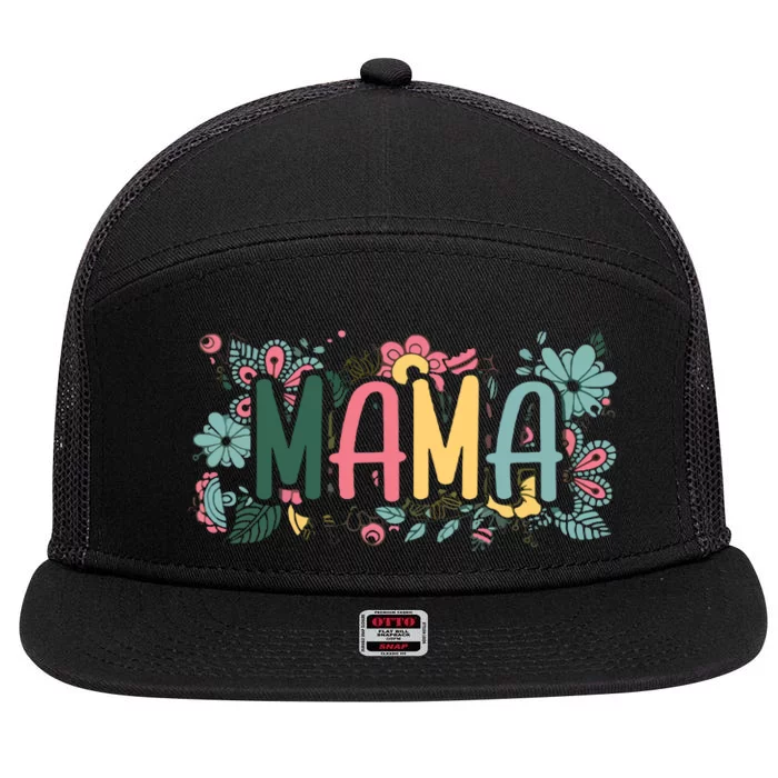 Floral Mama 7 Panel Mesh Trucker Snapback Hat