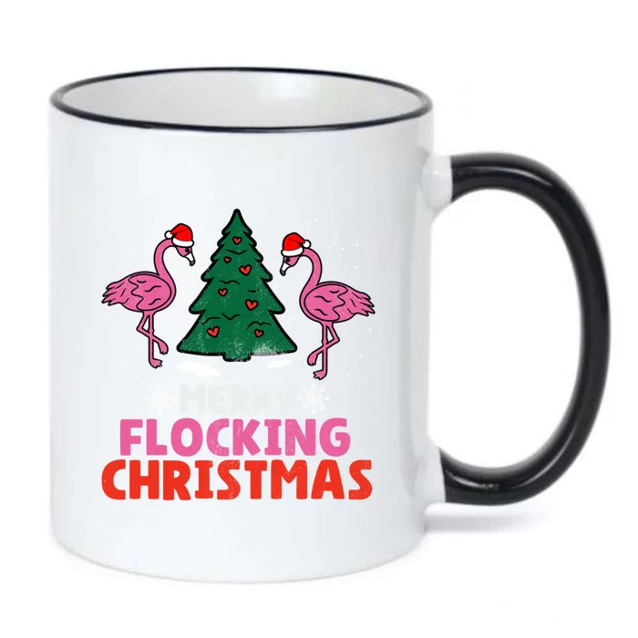 Flamingo Merry Flocking Christmas Funny Xmas Cute Gift Black Color Changing Mug