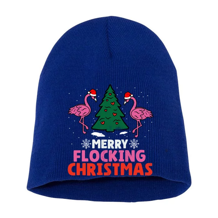 Flamingo Merry Flocking Christmas Funny Xmas Gift Short Acrylic Beanie