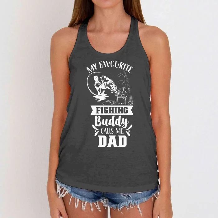 Fisherman My Favorite Fishing Buddies Call Me Dad Women's Knotted Racerback Tank