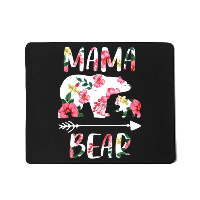 Floral Matching Family Outfits Funny Mama Bear One Cub Mousepad