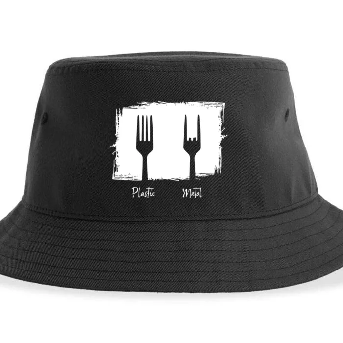 Funny Metalhead Forks Devil Horns Heavy Rock Metal Sustainable Bucket Hat