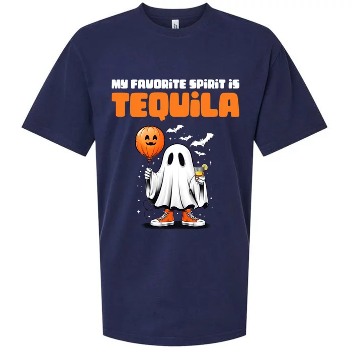 Funny My Favorite Spirit Is Tequila Spooky Halloween Ghost Gift Sueded Cloud Jersey T-Shirt