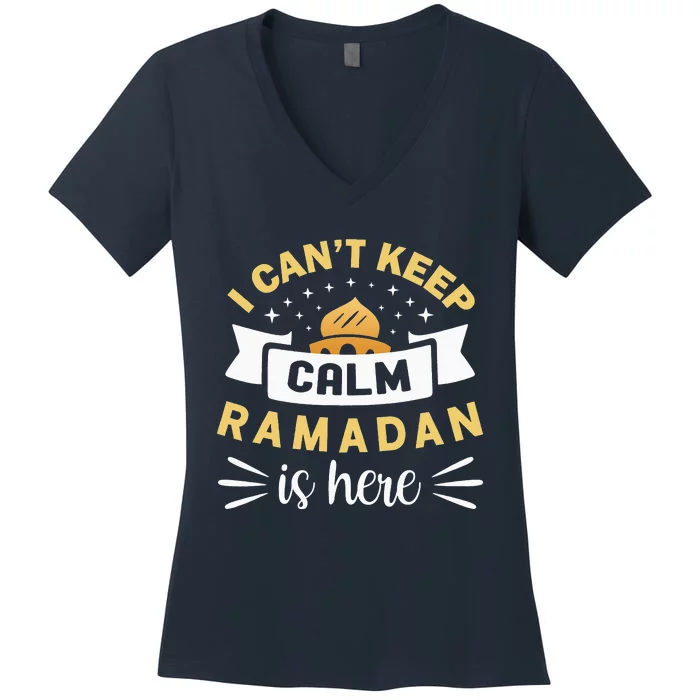 Funny Muslim Fasting Mosque Ramadan Kareem Women's V-Neck T-Shirt