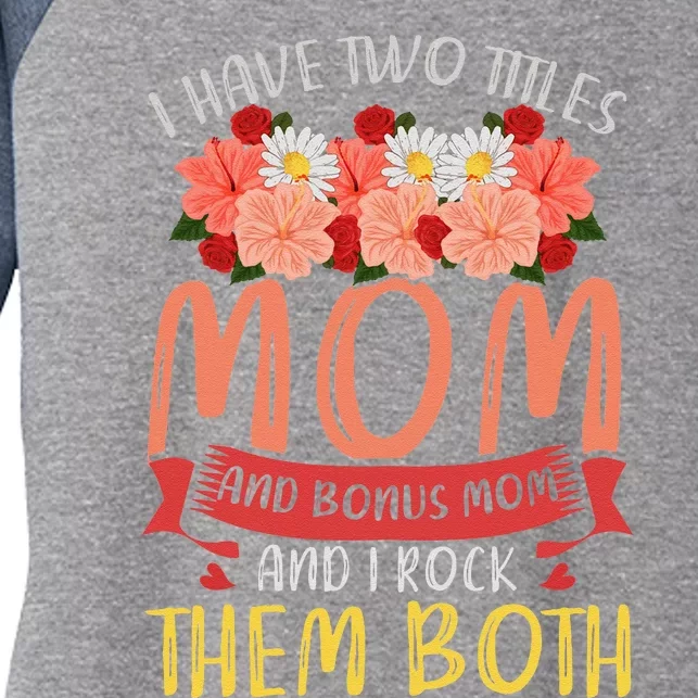 Floral Mama Family Mommy Mothers Day Funny Bonus Mom Women's Tri-Blend 3/4-Sleeve Raglan Shirt