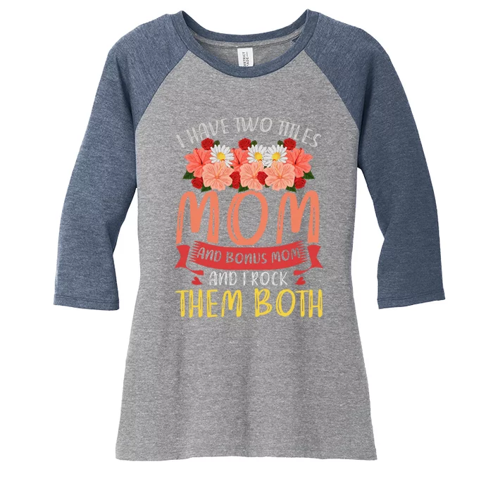 Floral Mama Family Mommy Mothers Day Funny Bonus Mom Women's Tri-Blend 3/4-Sleeve Raglan Shirt