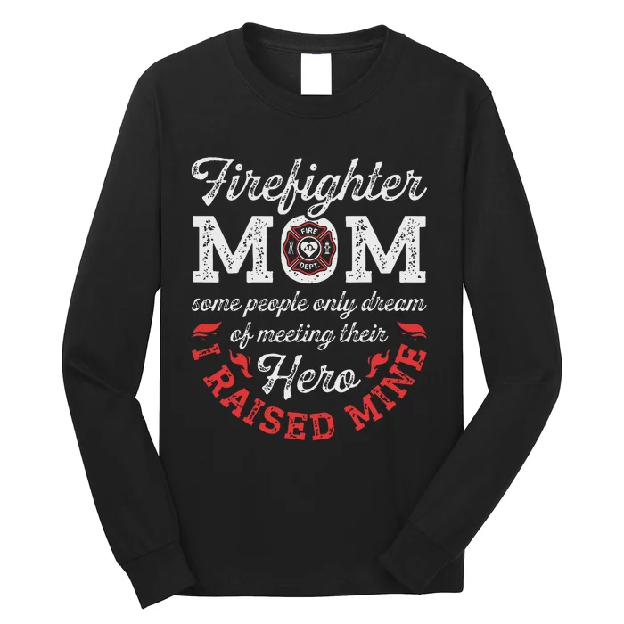 Firefighter Mom Firewoman Proud Moms Mothers Day Vintage Long Sleeve Shirt