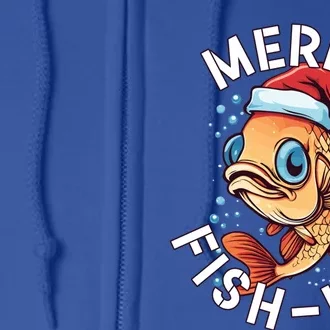 Funny Merry Fishmas Christmas Fish Great Gift Full Zip Hoodie