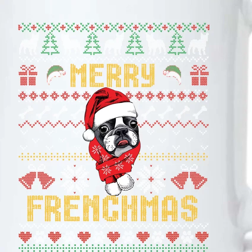 Funny Merry Frenchmas French Bulldog Christmas Ugly Sweater Gift Black Color Changing Mug