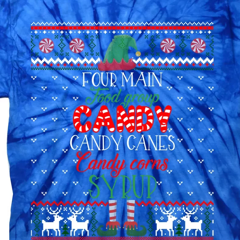 Four Main Food Groups Elf Buddy Christmas Pajama Ugly Funny Gift Tie-Dye T-Shirt