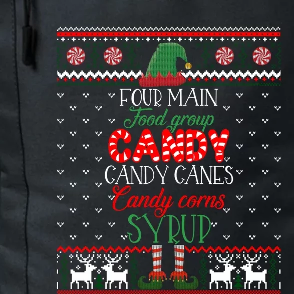 Four Main Food Groups Elf Buddy Christmas Pajama Ugly Funny Gift Daily Commute Backpack