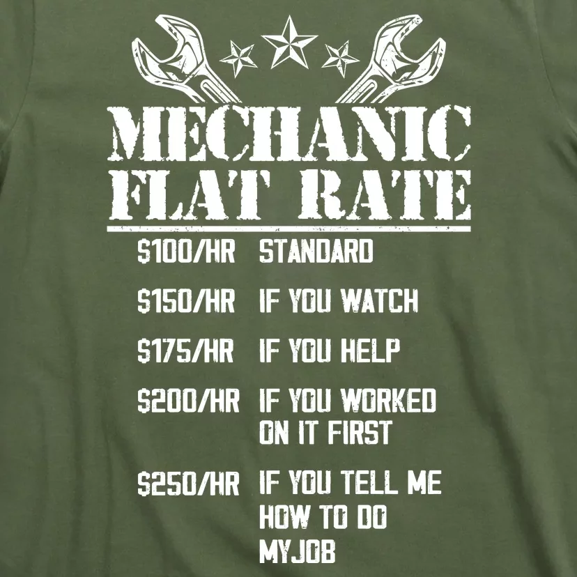 Funny Mechanic Flat Rate T-Shirt