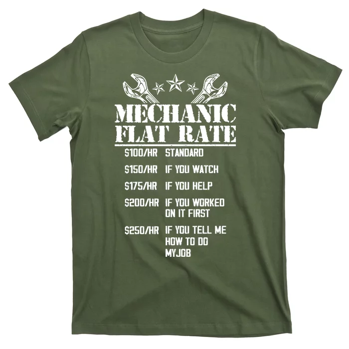 Funny Mechanic Flat Rate T-Shirt