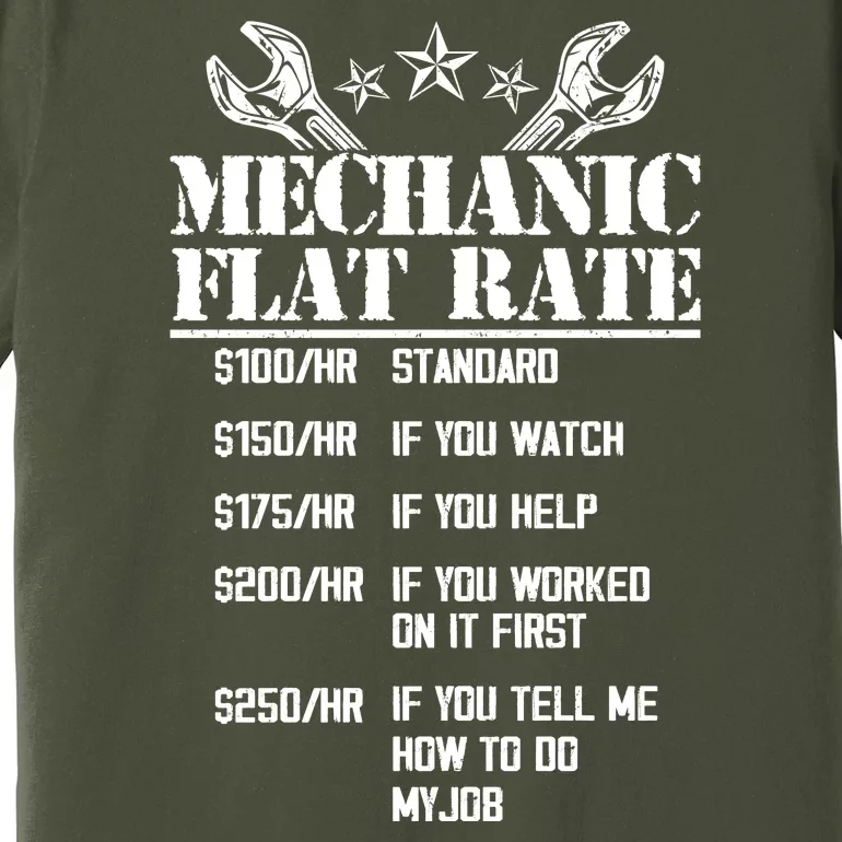 Funny Mechanic Flat Rate Premium T-Shirt