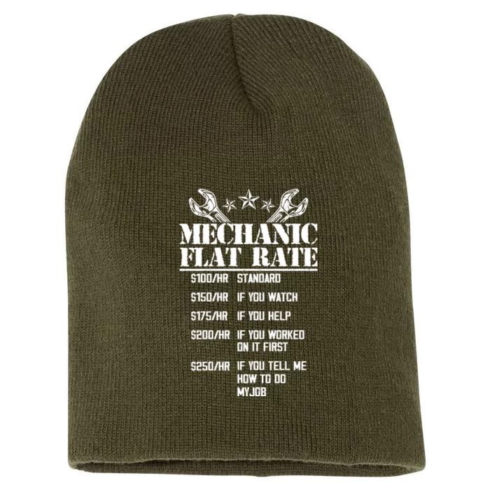 Funny Mechanic Flat Rate Short Acrylic Beanie