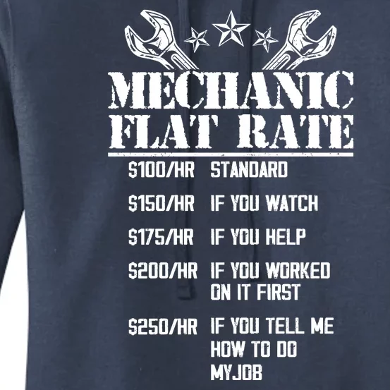 Funny Mechanic Flat Rate Women's Pullover Hoodie