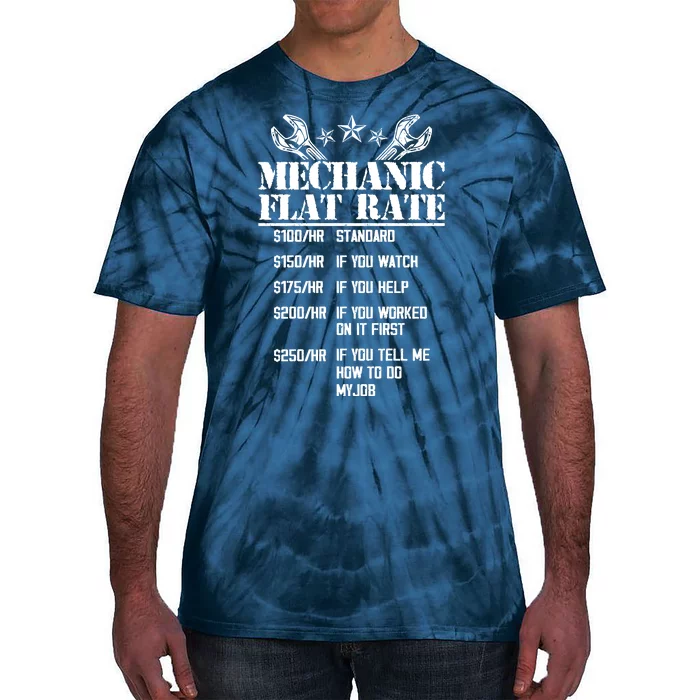 Funny Mechanic Flat Rate Tie-Dye T-Shirt