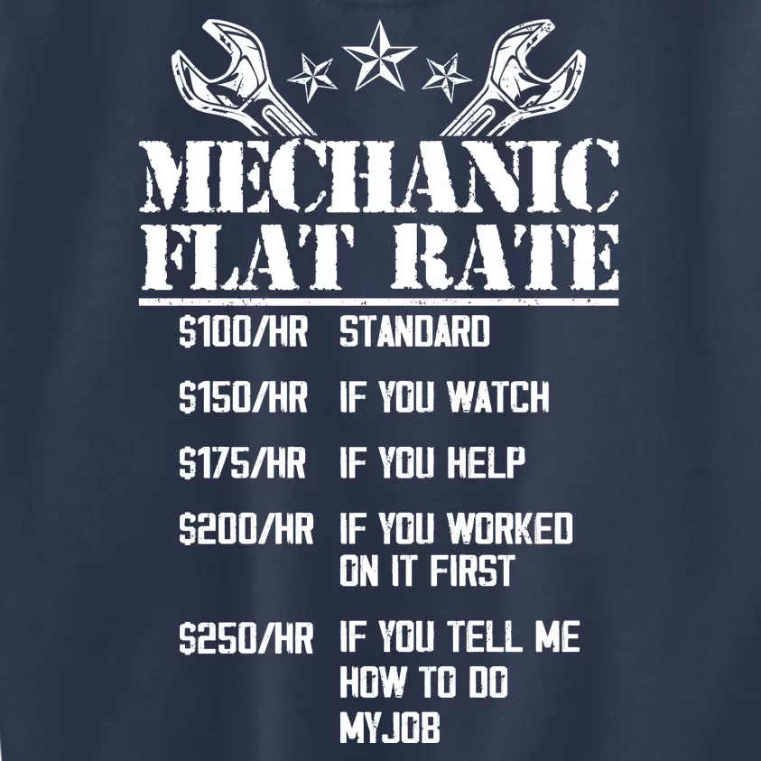 Funny Mechanic Flat Rate Kids Sweatshirt