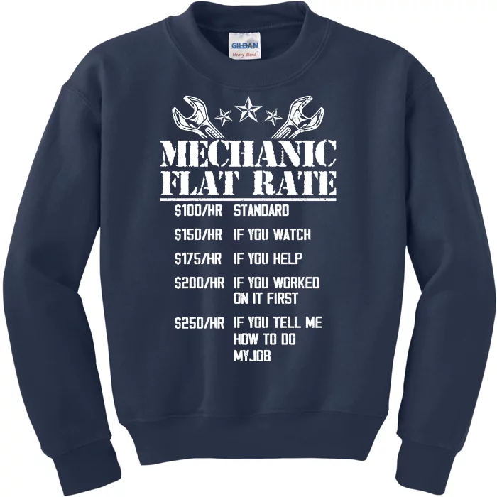 Funny Mechanic Flat Rate Kids Sweatshirt