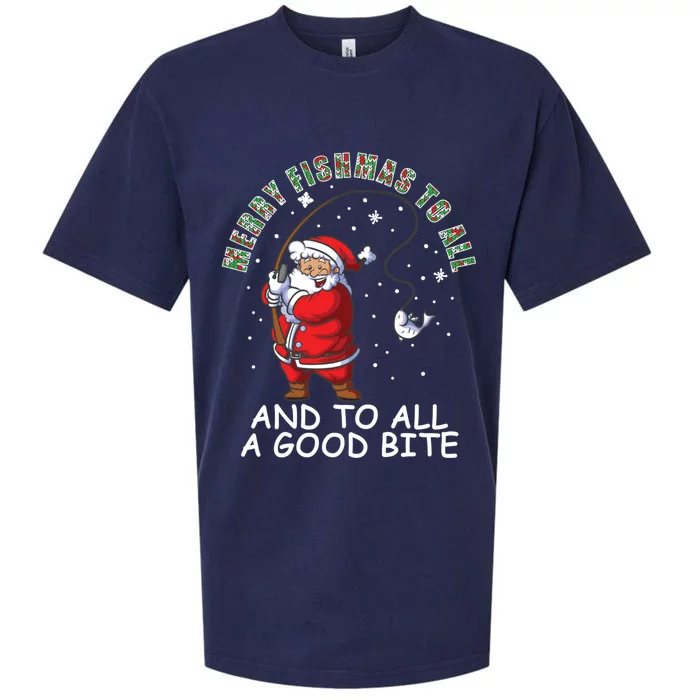 Funny Merry Fishmas To All Christmas Family Matching Pajama Great Gift Sueded Cloud Jersey T-Shirt