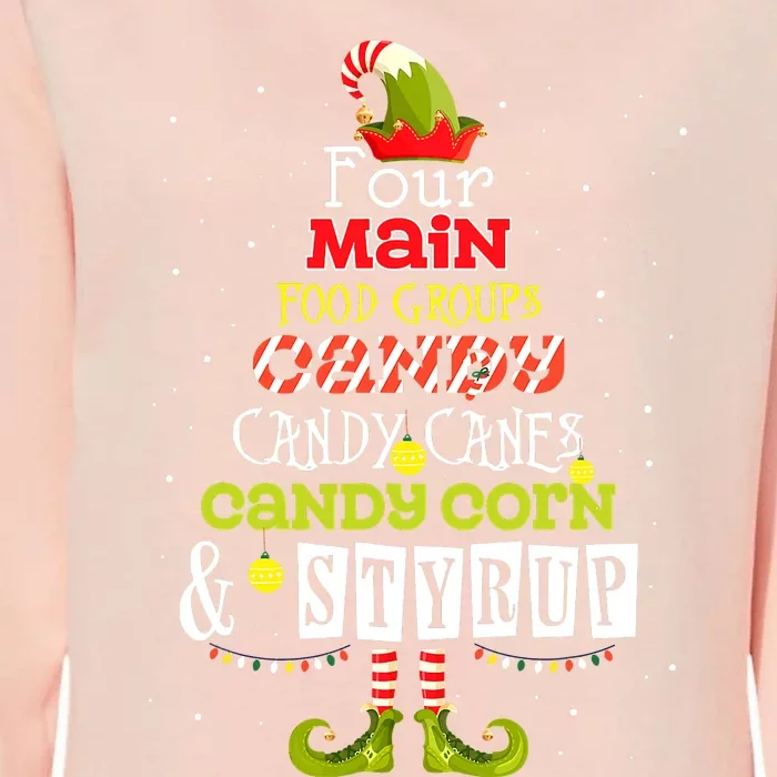 Four Main Food Groups Elf Buddy Christmas Candy Pajama Womens California Wash Sweatshirt