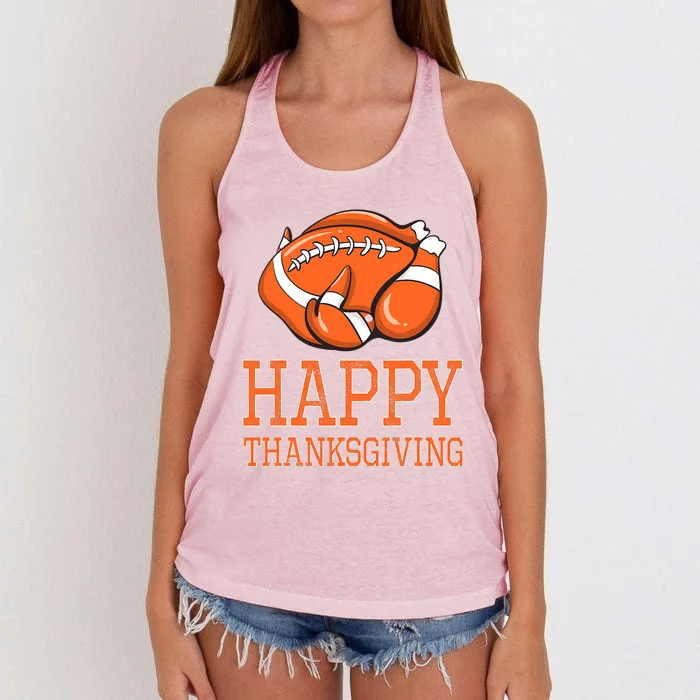 Feast Mode Football Turkey Funny Thanksgiving Gifts Women's Knotted Racerback Tank