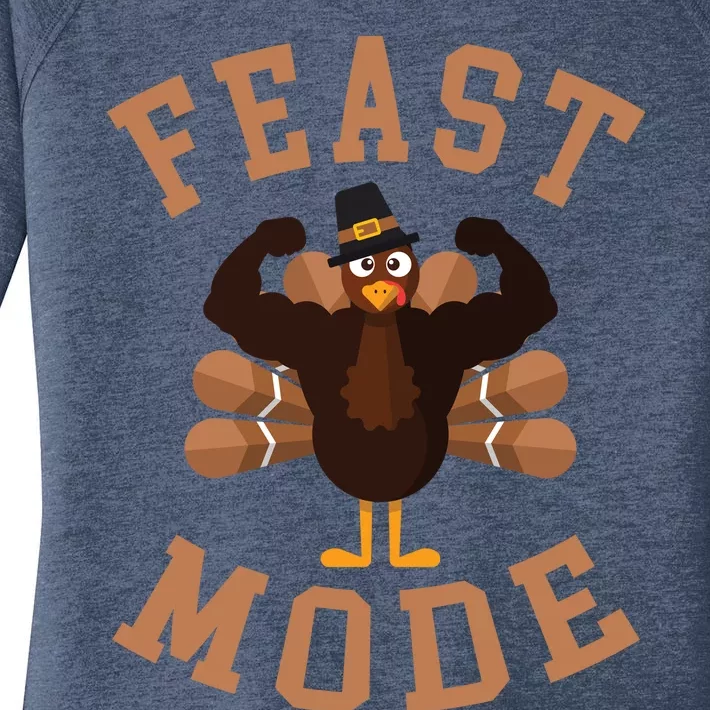 Feast Mode Funny Thanksgiving Food Fitness Great Gift Women's Perfect Tri Tunic Long Sleeve Shirt