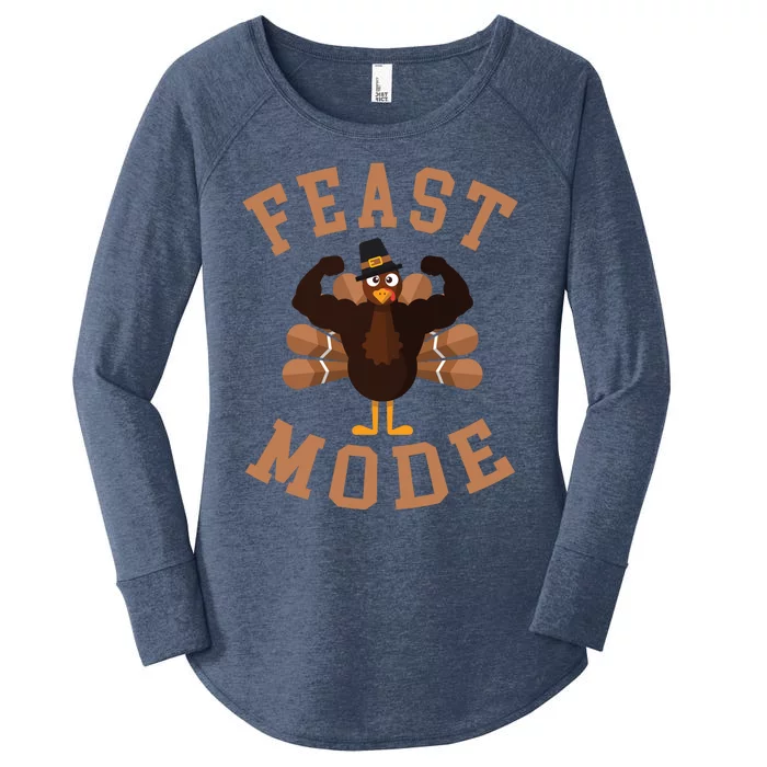 Feast Mode Funny Thanksgiving Food Fitness Great Gift Women's Perfect Tri Tunic Long Sleeve Shirt