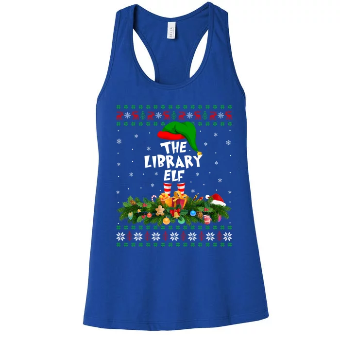 Funny Matching Family Ugly The Library Elf Christmas Gift Women's Racerback Tank