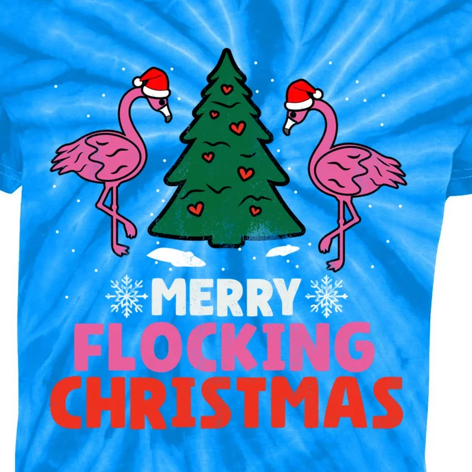 Flamingo Merry Flocking Christmas Funny Xmas Cool Gift Kids Tie-Dye T-Shirt