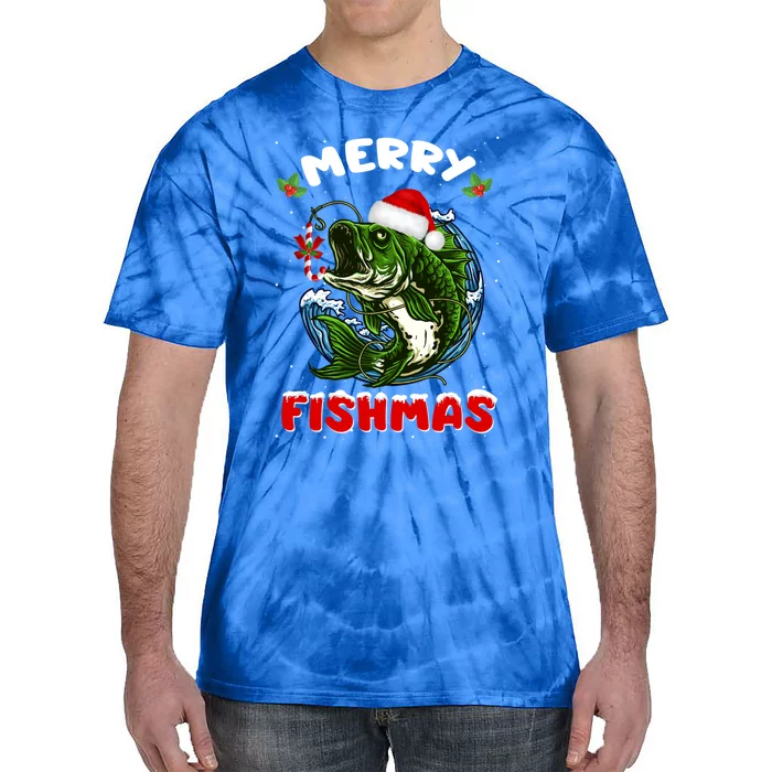 Funny Merry Fishmas Fishers Fishing Christmas Santa Pajama Cute Gift Tie-Dye T-Shirt