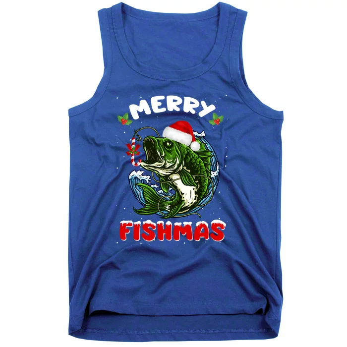 Funny Merry Fishmas Fishers Fishing Christmas Santa Pajama Cute Gift Tank Top