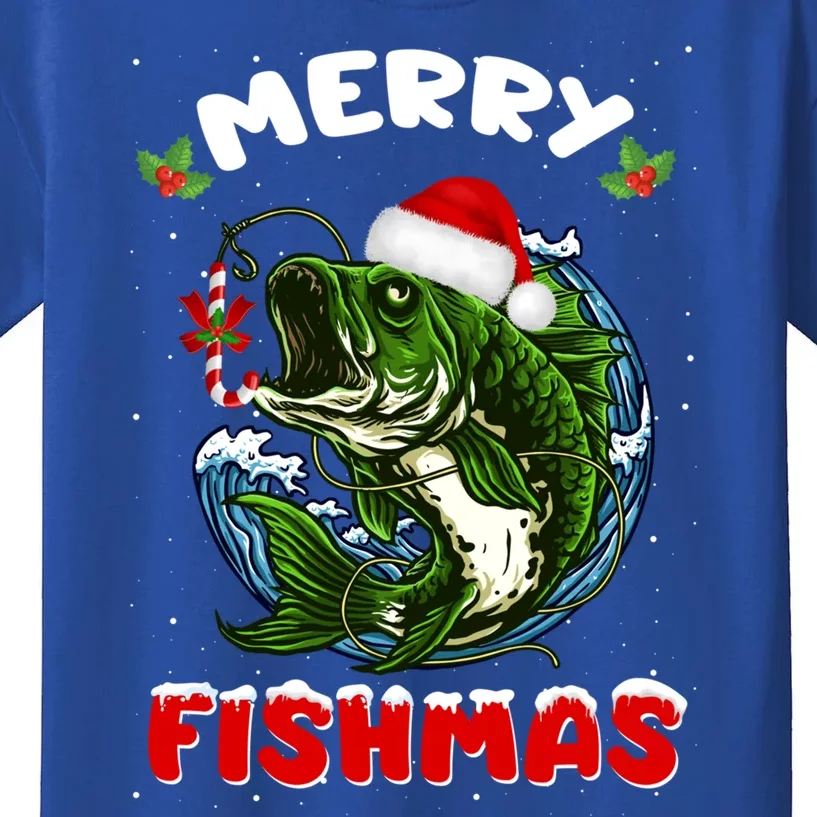 Funny Merry Fishmas Fishers Fishing Christmas Santa Pajama Cute Gift Kids T-Shirt