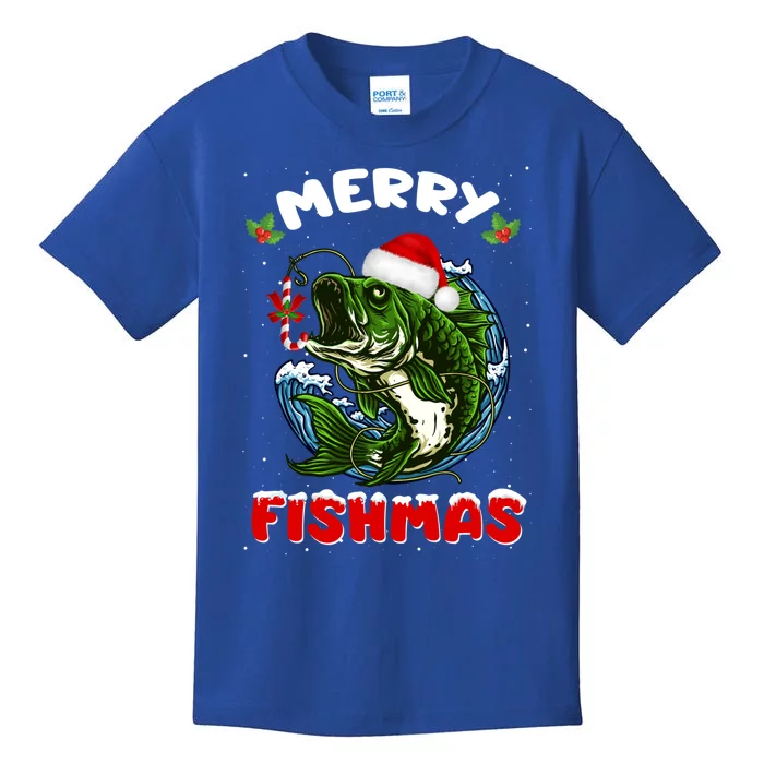 Funny Merry Fishmas Fishers Fishing Christmas Santa Pajama Cute Gift Kids T-Shirt