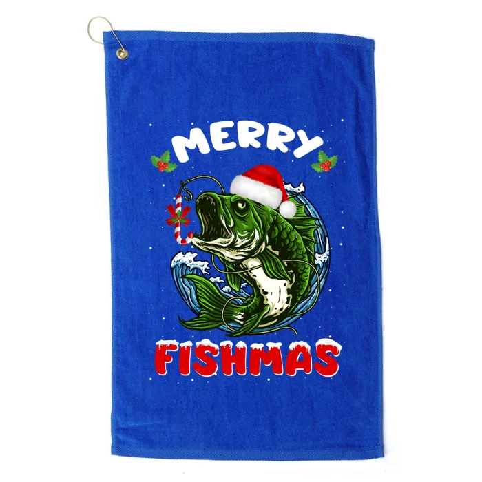 Funny Merry Fishmas Fishers Fishing Christmas Santa Pajama Cute Gift Platinum Collection Golf Towel