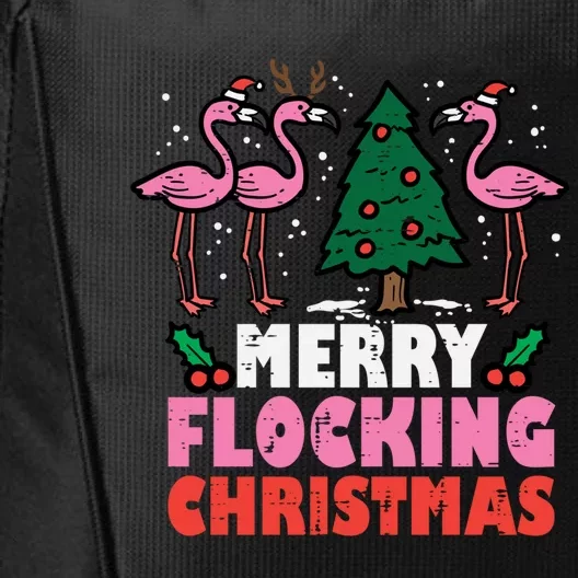 Flamingo Merry Flocking Christmas Funny Xmas Gift City Backpack