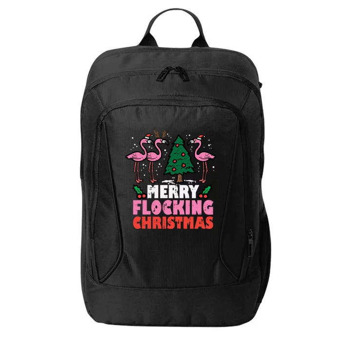 Flamingo Merry Flocking Christmas Funny Xmas Gift City Backpack