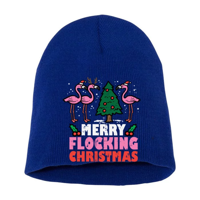 Flamingo Merry Flocking Christmas Funny Xmas Gift Short Acrylic Beanie