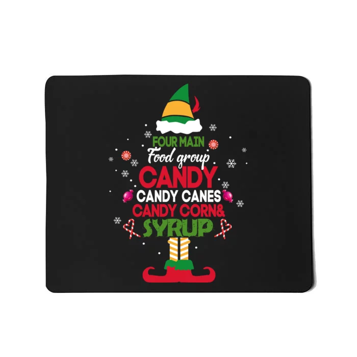 Four Main Food Groups Candy Canes Candy Corns Syrup Elf Mousepad