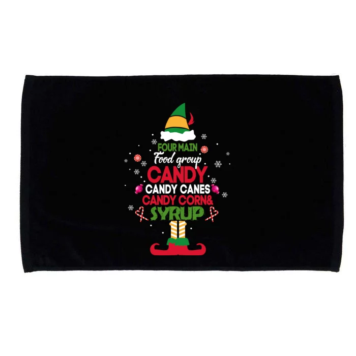 Four Main Food Groups Candy Canes Candy Corns Syrup Elf Microfiber Hand Towel