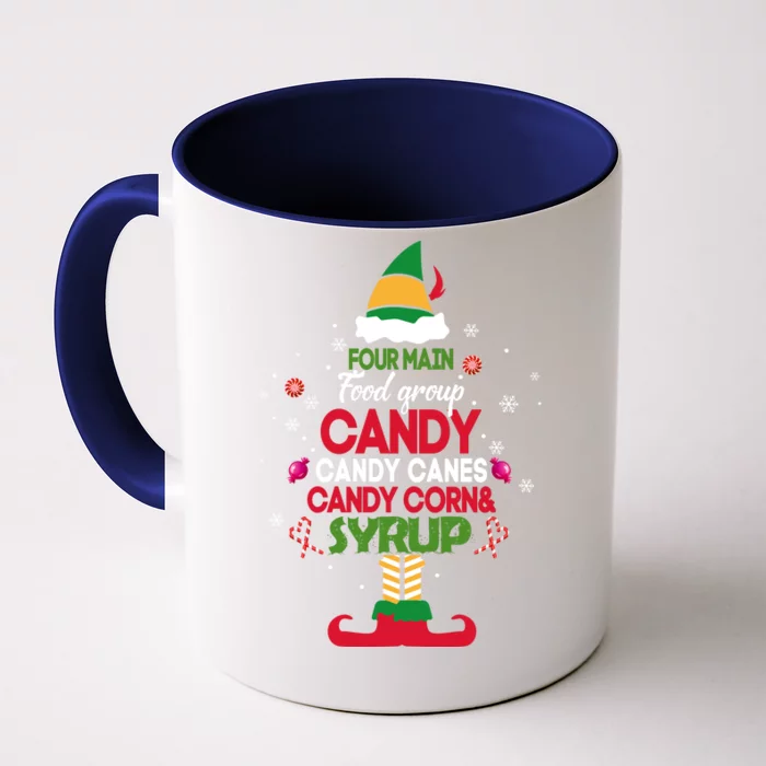 Four Main Food Groups Candy Canes Candy Corns Syrup Elf Front & Back Coffee Mug