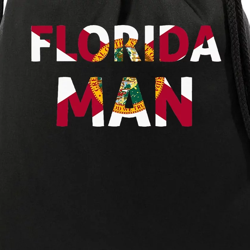 Florida Man & Florida State Flag Drawstring Bag