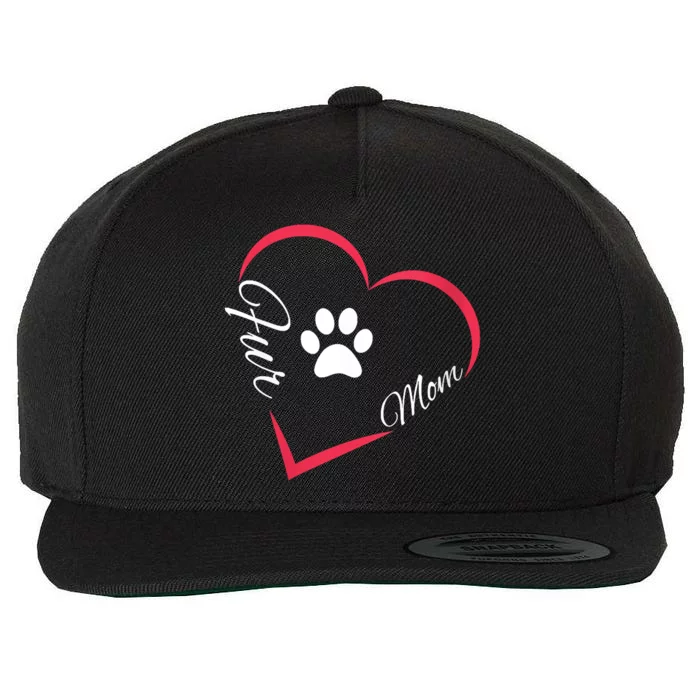 Fur Mom Fur Life With A Paw Print Design For Pet Lovers Wool Snapback Cap