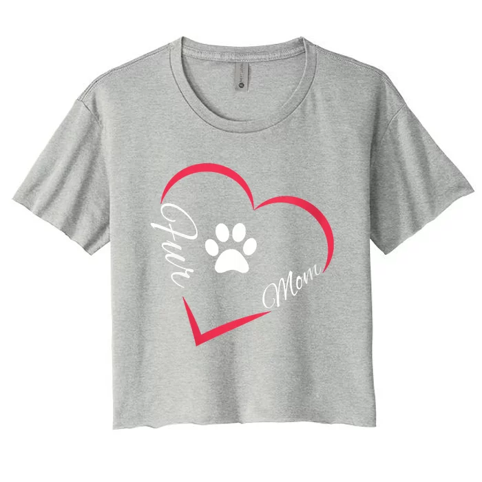 Fur Mom Fur Life With A Paw Print Design For Pet Lovers Women's Crop Top Tee