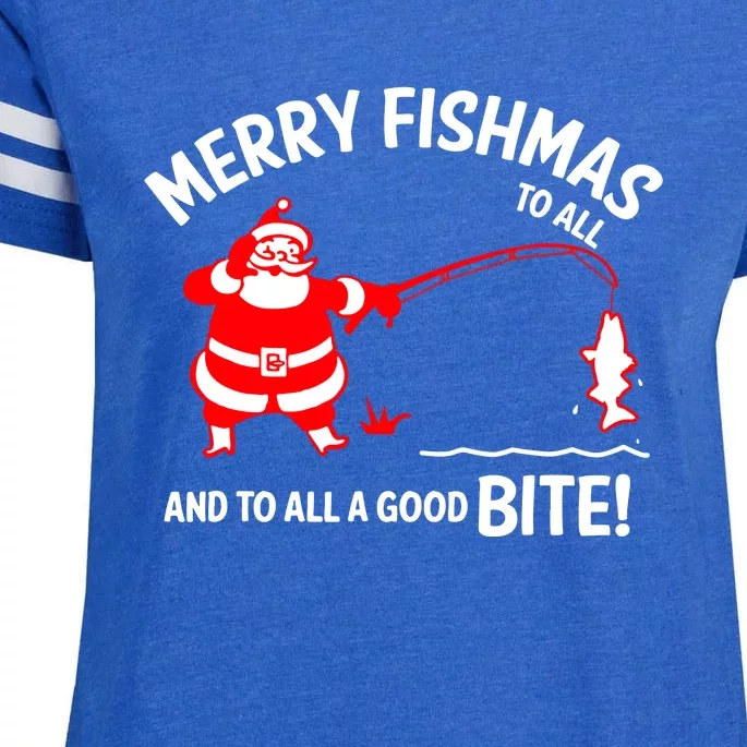 Funny Merry Fishmas Funny Fish Fishing Fisherman Christmas Xmas Gift Enza Ladies Jersey Football T-Shirt