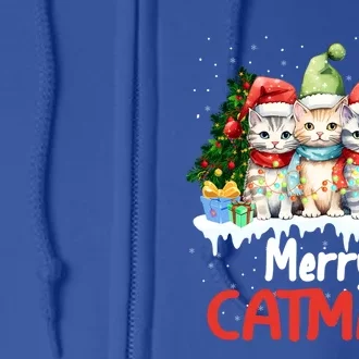 Funny Meow Feline Festive Merry Catmas Christmas Cat Gift Full Zip Hoodie