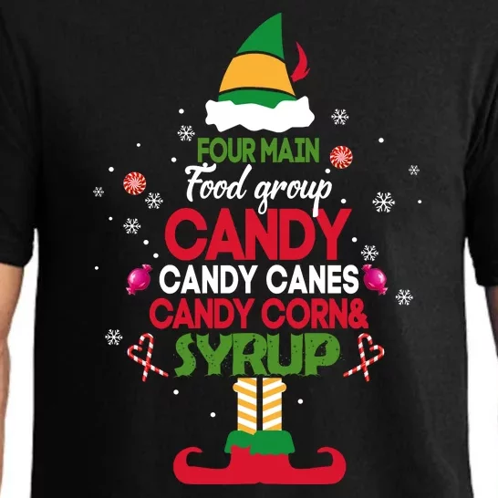 Four Main Food Groups Candy Canes Syrup Christmas Elf Gifts Pajama Set