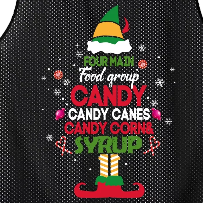 Four Main Food Groups Candy Canes Syrup Christmas Elf Gifts Mesh Reversible Basketball Jersey Tank