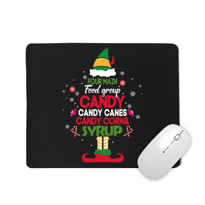 Four Main Food Groups Candy Canes Syrup Christmas Elf Gifts Mousepad